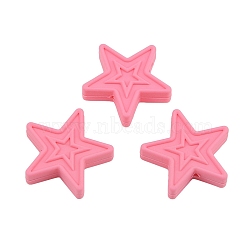 Star Food Grade Silicone Beads, Pink, 30x9mm(PW-WG63177-04)