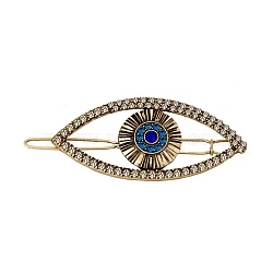 Turkish Evil Eye Metal Rhinestone Hollow Hair Barrettes, Ponytail Holder Statement for Girls Women, Golden, 68x28mm(PW-WG6A3B9-01)