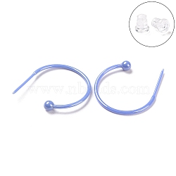 Hypoallergenic Bioceramics Zirconia Ceramic Ring Stud Earrings, Half Hoop Earrings, No Fading and Nickel Free, Cornflower Blue, 24x3.5x21mm(EJEW-Z023-03A)
