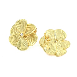 Rack Plating Brass Stud Earrings, Cadmium Free & Lead Free, Long-Lasting Plated, Flower, Real 18K Gold Plated, 22x21mm(EJEW-U007-03G)