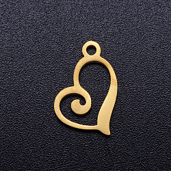 Ion Plating(IP) 304 Stainless Steel Open Heart Charms, Hollow, Real 18K Gold Plated, 13x10x1mm, Hole: 1.4mm(A-STAS-Q201-JN320-2)