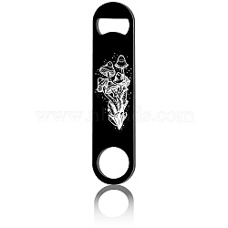 430 Stainless Steel Bottle Openers, Laser Cut, Rectangle, Mushroom, 178x40x2mm(AJEW-WH0259-044)