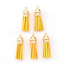 Faux Suede Tassel Pendant Decorations, with CCB Plastic Cord Ends, Light Gold, 33~35x10mm, Hole: 2.5mm(X-FIND-R095-006LG)
