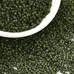 Cylinder Seed Beads, Frosted Colors, Uniform Size, Dark Olive Green, 2x1.3~1.5mm, Hole: 0.8~1mm, about 888pcs/10g(X-SEED-H001-C06)