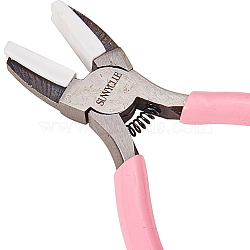 45# Carbon Steel Jewelry Pliers, Flat Nose Pliers, Nylon Jaw Pliers, Ferronickel, Pink, 13x8.95x1cm(PT-SC0001-04F)