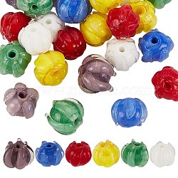 ARRICRAFT 24Pcs 6 Colors Glass Beads, Flower Bud, Mixed Color, 12~13x10~12mm, Hole: 1.6mm, 4pcs/color(GLAA-AR0001-70)