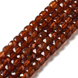 Natural Garnet Beads Strands, Faceted, Cube, 4x4x4mm, Hole: 0.8mm, about 91pcs/strand, 15.55''(39.5cm)(G-I341-02)