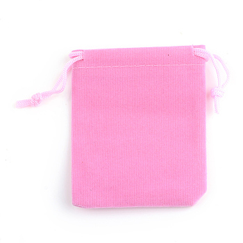 Rectangle Velvet Pouches, Gift Bags, Pink, 12x10cm