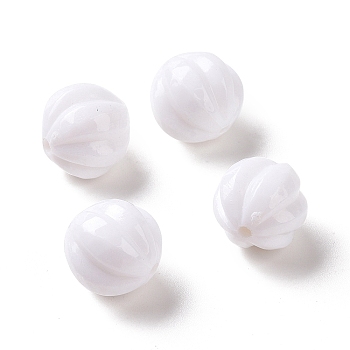 Opaque Acrylic Beads, Pumpkin, White, 11.7mm, Hole: 1.8mm, about 590pcs/500g