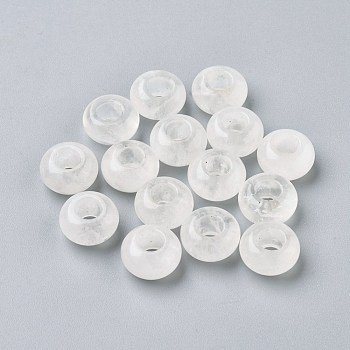 Natural Quartz Crystal European Beads, Large Hole Beads, Rondelle, 14x7~8mm, Hole: 6mm