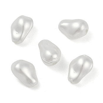 Glass Profiled Pearl Beads, Pearlized, Teardrop, White, 19x12x9mm, Hole: 1.2~1.4mm