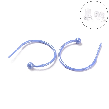 Hypoallergenic Bioceramics Zirconia Ceramic Ring Stud Earrings, Half Hoop Earrings, No Fading and Nickel Free, Cornflower Blue, 24x3.5x21mm