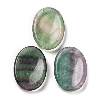 Natural Fluorite Oval Worry Stone, Anxiety Healing Crystal Thumb Stone, 34~35x24~25x6~7mm
