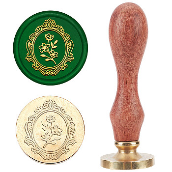 Wax Seal Stamp Set, Sealing Wax Stamp Solid Brass Head,  Wood Handle Retro Brass Stamp Kit Removable, for Envelopes Invitations, Gift Card, Sakura Pattern, 83x22mm