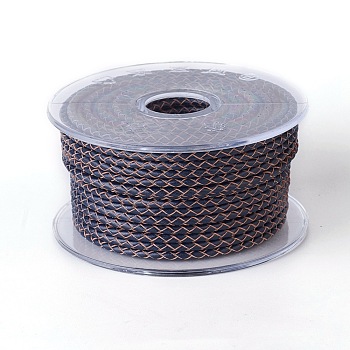 Braided Cowhide Cord, Leather Jewelry Cord, Jewelry DIY Making Material, Prussian Blue, 4mm, about 32.8 yards(30m)/roll