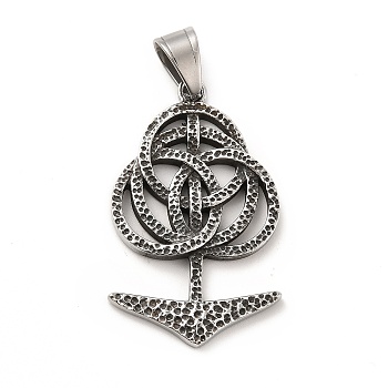 304 Stainless Steel Pendants, Anchor Charm, Antique Silver, 46.5x28.5x3mm, Hole: 9X6mm