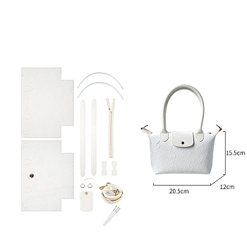 PU Leater Handmade DIY Bag Making Material Sets, Handbag, White, 20.5x15.5x12cm
