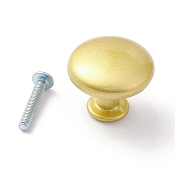 Zinc Alloy Round Cabinet Door Knobs, Kitchen Drawer Pulls Cabinet Handles, with Iron Screws, for Dresser Drawers, Matte Gold Color, 28.5x24.5mm, Hole: 4mm
