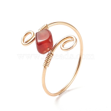 Natural Red Agate Braided Finger Ring(RJEW-JR00490)-3