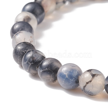 Natural Agate Round Beaded Stretch Bracelet(BJEW-JB08614-03)-4