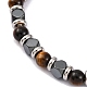 Natural Tiger Eye & Magnetic Synthetic Hematite Round Beaded Bracelet(BJEW-P339-02P-03)-2