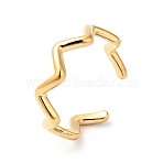 Ion Plating(IP) 304 Stainless Steel Wave Open Cuff Ring for Women, Golden, US Size 7 3/4(17.9mm)(RJEW-I085-13P-01)