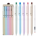 5Pcs Plastic Gel Pen, with 5Pcs Plastic Ballpoint Pen Refills, Office & School Supplies, Mixed Color, 146x10x14mm(AJEW-TA0003-45B)