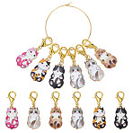 12Pcs 6 Colors Cat Alloy Enamel Pendant Locking Stitch Markers, with Alloy Lobster Claw Clasps, Mixed Color, 4.2cm, 2pcs/color(HJEW-HY00105)