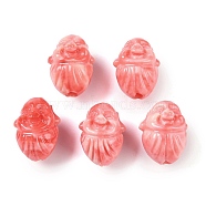 Synthetic Shell Dyed Carved Beads, Maitreya Buddha, Light Coral, 13.5x10.5x10mm, Hole: 1.8mm(SHEL-H005-04)