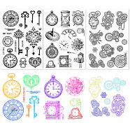 2 Sheets 2 Styles PVC Plastic Stamps, for DIY Scrapbooking, Photo Album Decorative, Cards Making, Stamp Sheets, Clock, 16x11x0.3cm, 1 sheet/style(DIY-CP0010-06A)