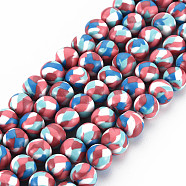 Handmade Polymer Clay Beads Strands, for DIY Jewelry Crafts Supplies, Round, Light Coral, 8.5~9x8mm, Hole: 1.8mm, about 40pcs/strand, 12.80 inch(32.5cm)(CLAY-N008-054-10)