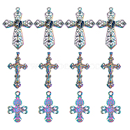 SUPERFINDINGS 12Pcs 3 Style Alloy Big Pendants, Cadmium Free & Lead Free, for Religion, Cross, Rainbow Color, 4pcs/style(FIND-FH0002-39)