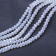 Electroplate Glass Beads Strands, Imitation Jade Beads, AB Color Plated, Faceted, Rondelle, Mint Cream, 3.5~3.8x3mm, Hole: 0.4mm, about 113~115pcs/strand, 12.80~12.99 inch(32.5~33cm)(EGLA-A044-J3mm-B06)