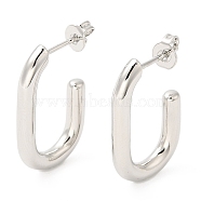 Brass Oval Stud Earrings, Half Hoop Earrings, Lead Free & Cadmium Free, Platinum, 23x3mm(EJEW-Q770-11P)