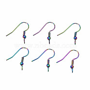 304 Stainless Steel Earring Hooks, Ear Wire with Beads and Vertical Loop, Rainbow Color, 17x21mm, Hole: 2mm, 21 Gauge, Pin: 0.7mm(STAS-N098-008)