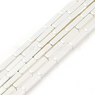 Electroplated Synthetic Non-Magnetic Hematite Beads Strands, Cuboid, Silver Plated, 8x2x2mm, Hole: 1mm, about 51pcs/strand, 16.22''(41.2cm)(G-U003-05)