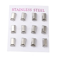 304 Stainless Steel Stud Earring, Rectangle, Stainless Steel Color, 12.5x7mm, 12pcs/set.(EJEW-C099-06P)