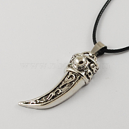 Zinc Alloy Pendant Necklaces, with Zinc Alloy Lobster Claw Clasps, Iron End Chains and Waxed Cord, Knife, Antique Silver, 17.1 inch(NJEW-R128-8)