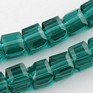 Glass Bead Strands, Faceted, Cube, Teal, 5~6x5~6x5~6mm, Hole: 1mm, 95~100pcs/strand, 54~57cm(GLAA-R041-6x6mm-15)