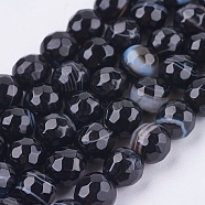 Natural Madagascar Black Agate Bead Strands, Faceted, Round, Dyed & Heated, 6mm(G-N213B-56)