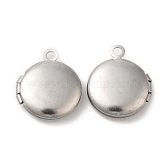 316 Surgical Stainless Steel Locket Pendants, Flat Round Charm, Stainless Steel Color, 16x13x4mm, Hole: 1.6mm, Inner Diameter: 8mm(STAS-C077-05P)