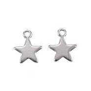 201 Stainless Steel Charms, Star, Stainless Steel Color, 10x8x0.8mm, Hole: 1mm(STAS-F039-04B-P)