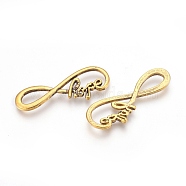 Tibetan Style Alloy Infinity with Hope Links connectors, Cadmium Free & Lead Free, Antique Golden, 15x39x2mm(X-TIBE-S230-AG-LF)