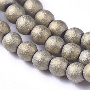 Electroplated Frosted Glass Bead Strands, Round, Antique Bronze Plated, 2.5mm, Hole: 0.7mm, about 150pcs/strand, 15.35 inch(39cm)(EGLA-G071-C07)