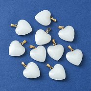 Imitation Jade Glass Pendants, with Golden Plated Iron Findings, Heart Charms, Mint Cream, 22x20.5x7mm, Hole: 6x2mm(GLAA-YW0003-01B)