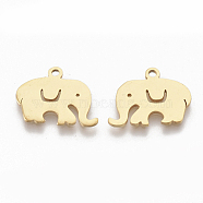 201 Stainless Steel Charms, Elephant, Golden, 12x16x1mm, Hole: 1.4mm(STAS-S079-118G)