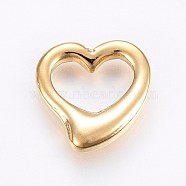 304 Stainless Steel Linking Rings, Heart, Golden, 15x15x4mm, Hole: 11x6mm(STAS-H458-40G)