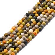 Natural Bumblebee Jasper Beads Strands, Faceted, Round, 4mm, Hole: 0.8mm, about 108pcs/strand, 15.16''~15.55''(38.5~39.5cm)(G-P457-A03-30)