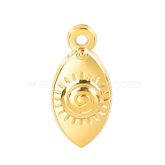 Stainless Steel Pendants, Evil Eye Charms, Golden, 21x10x3mm, Hole: 1.5mm(EVIL-PW0001-02G)