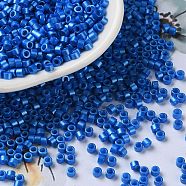 Baking Paint Glass Seed Beads, Cylinder, Blue, 2.5x2mm, Hole: 1.4mm, about 45359pcs/pound(SEED-S042-15A-18)